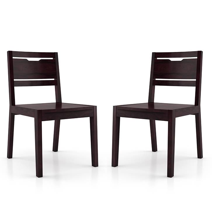 Capra Solid Wood Dining Chair in Mahogany Finish - Set of 2 - Urban Ladder