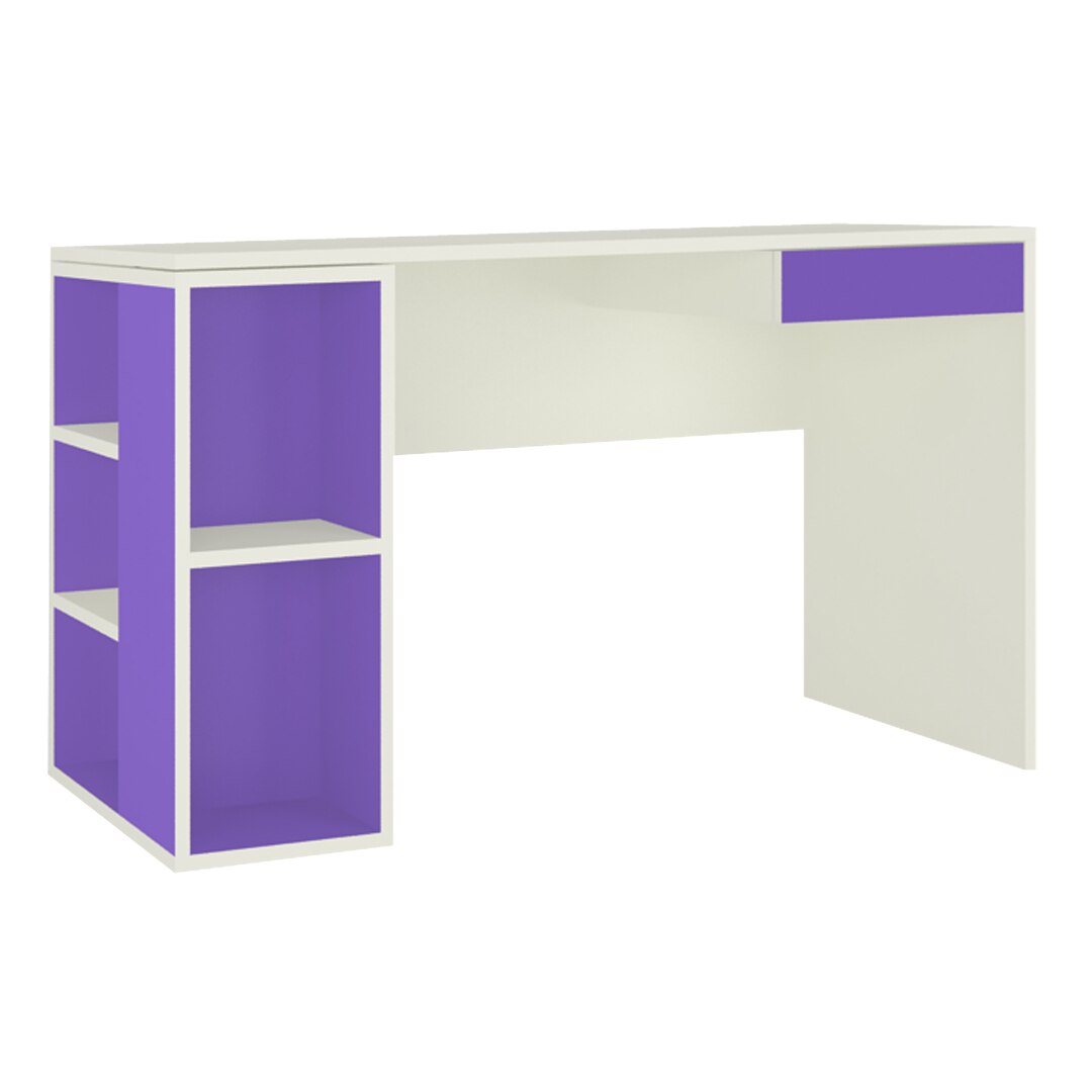 Astra Kids Study Desk with Open Shelves and Drawer in Lavender Purple Colour