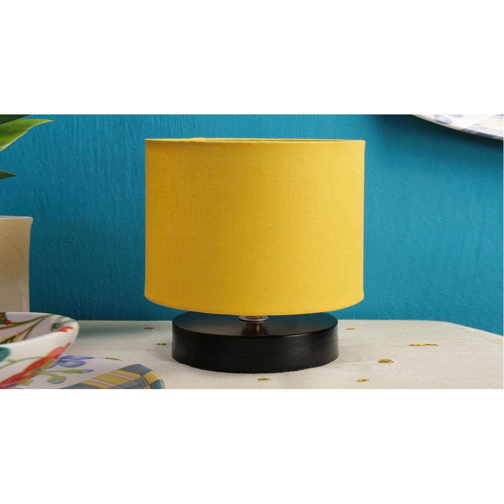 Slater Yellow Fabric Shade Table Lamp with Black Iron Base