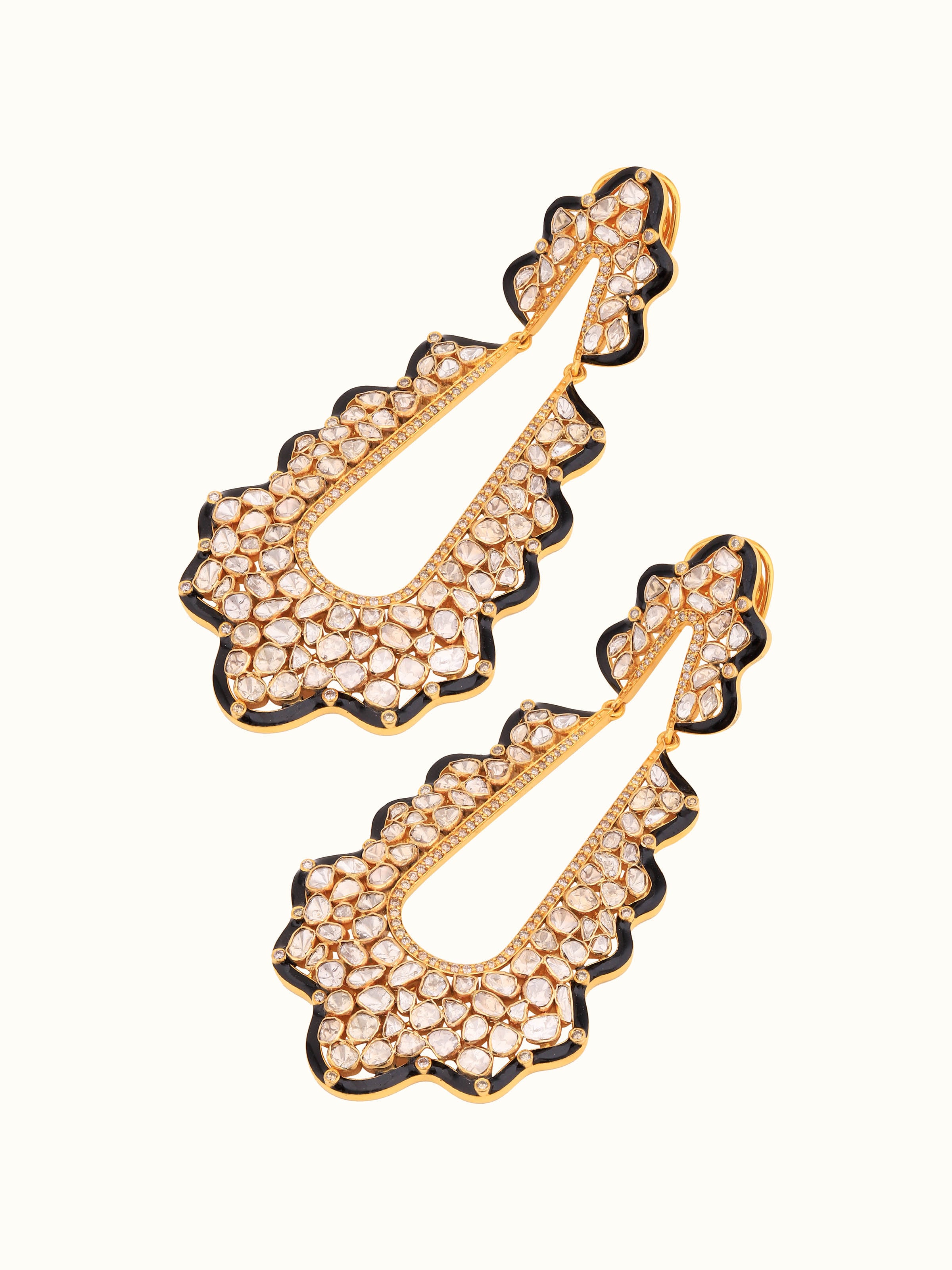 Dank Polki 14 Karat Gold Drop Earrings