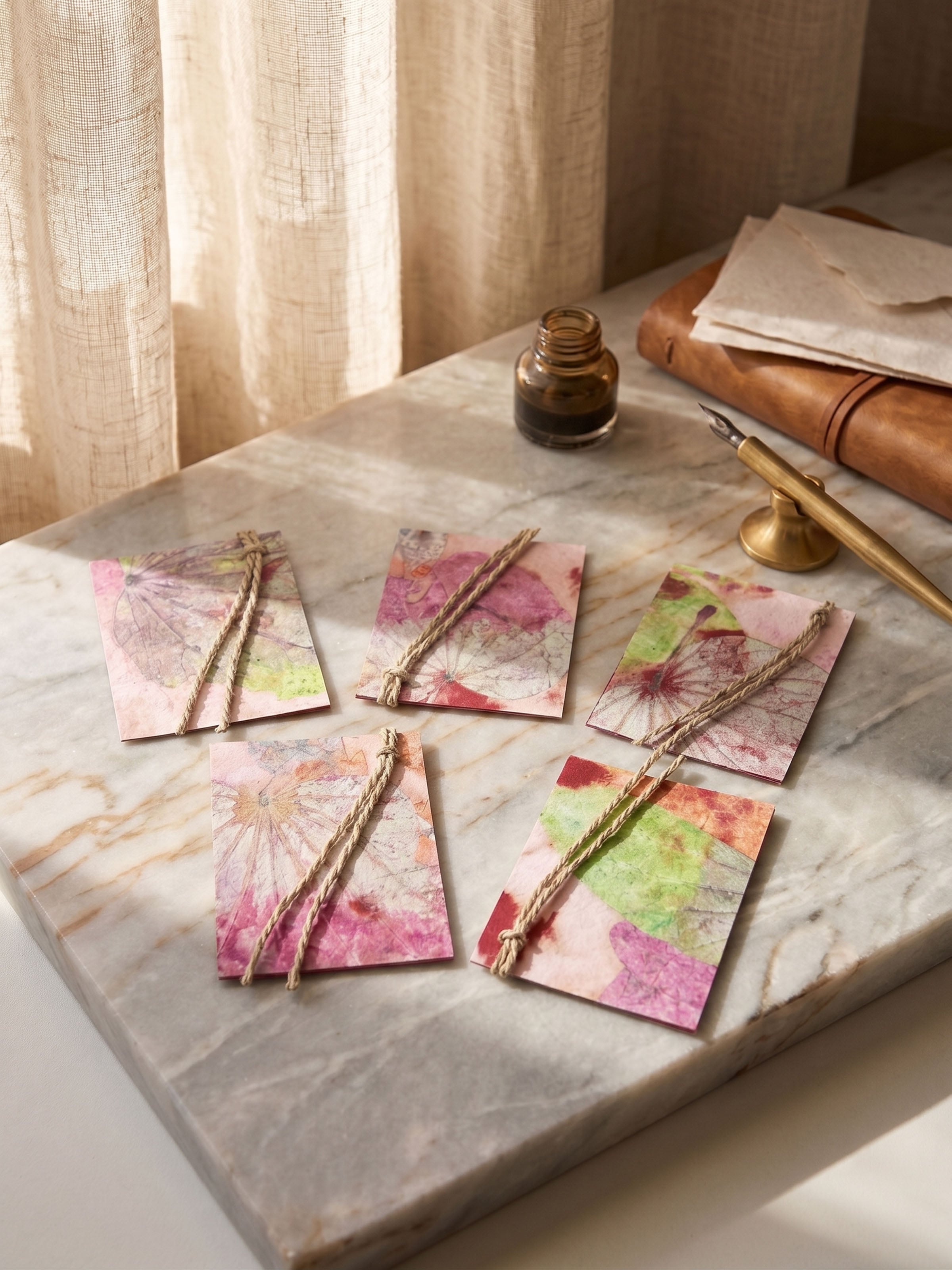 Auroville Handmade Paper Gift Tags Pink (5 Pcs)
