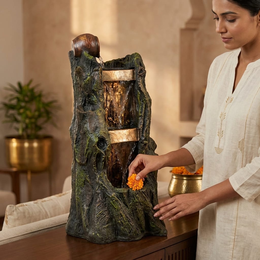 Water Fountain Mystic Cave LED Water Fountain in Multicolor Colour - Vedas