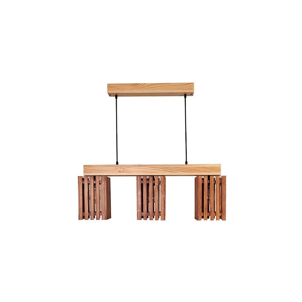Elegant Beige Solid Wood Cluster Hanging Light