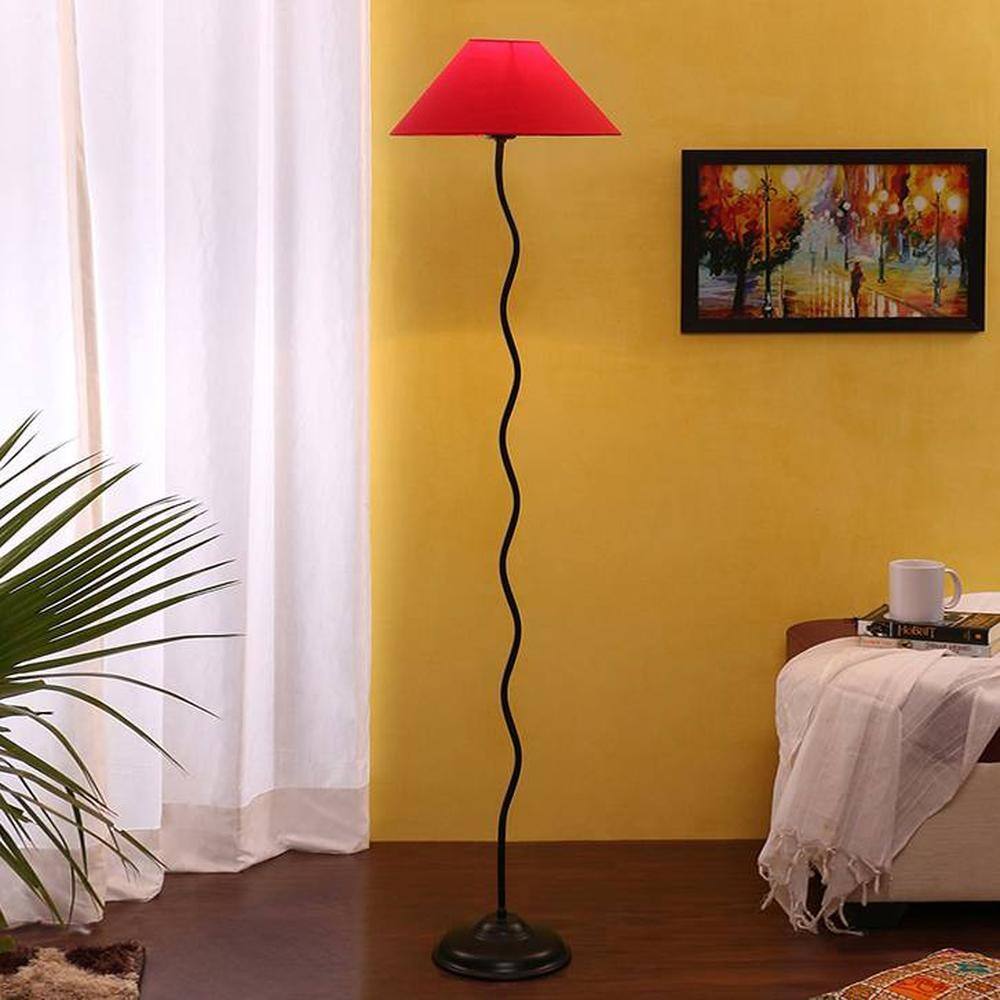 Tory Black Cotton Shade Floor Lamp