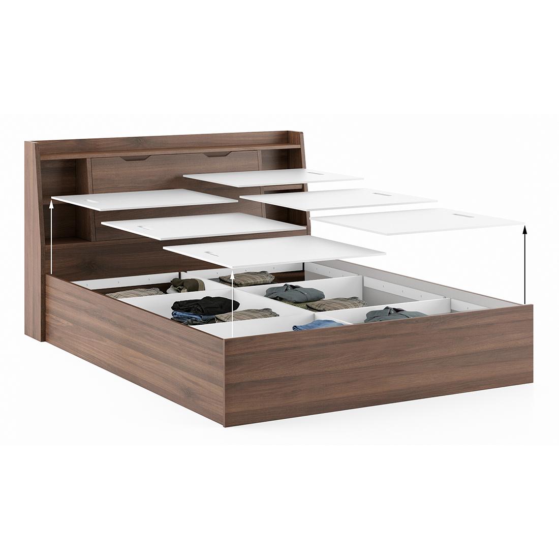 Scott King Size Box Storage Bed in Classic Walnut Finish