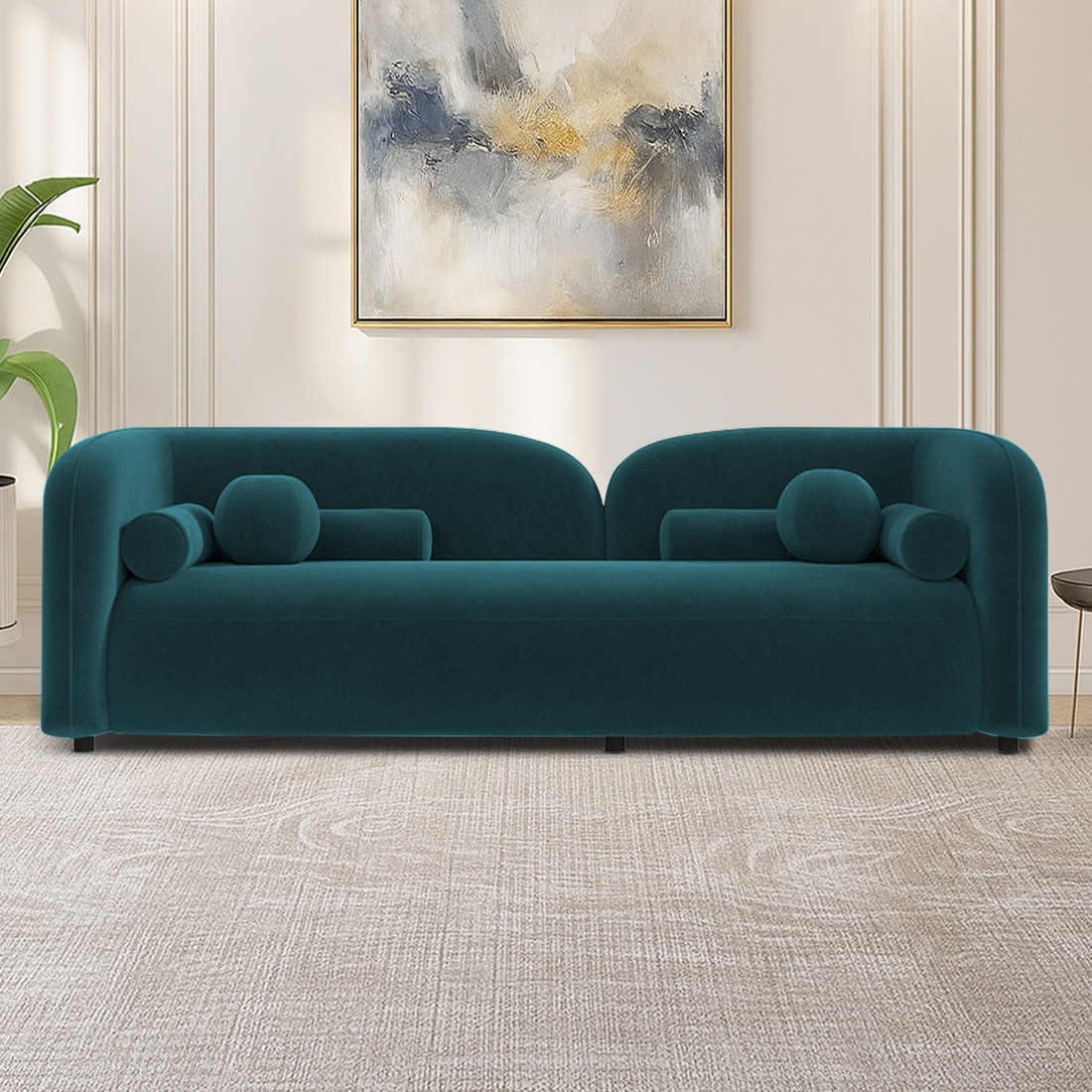 Homro Velvet 3 Seater Sofa in T Blue Colour - Home Lifestylez