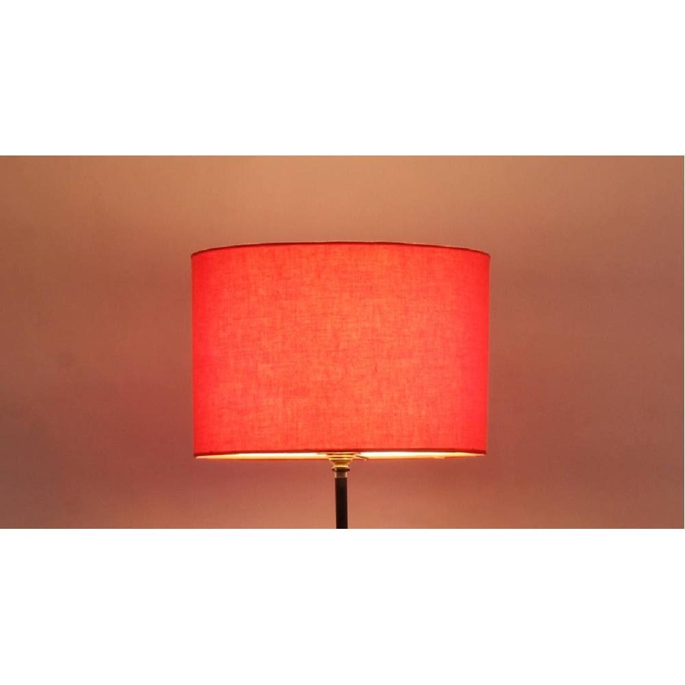 Nerine Orange Fabric Floor Lamp with Black Iron Base