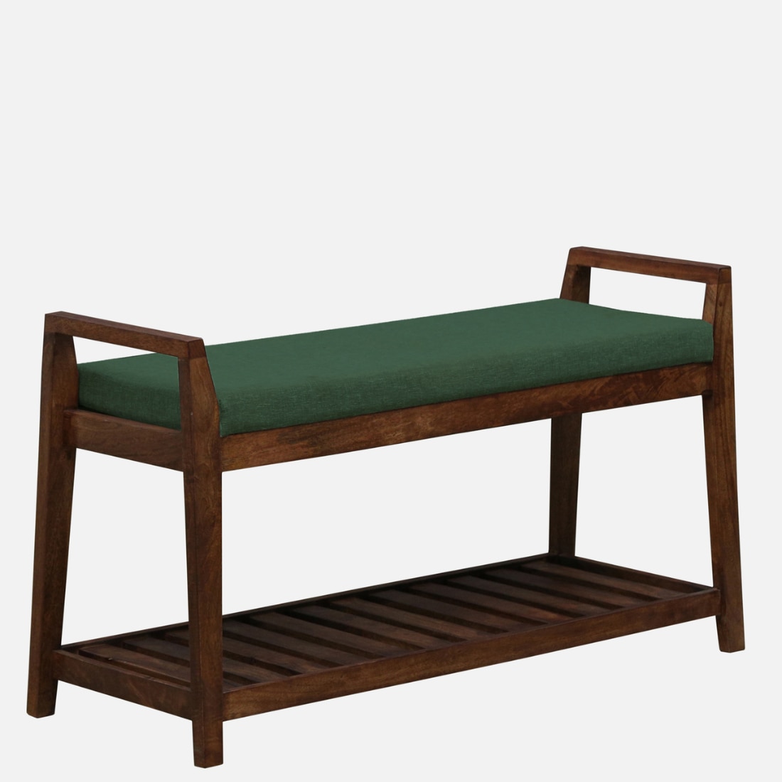 Sandvik Solid Wood Shoe Rack with Seating in Walnut Brown finish