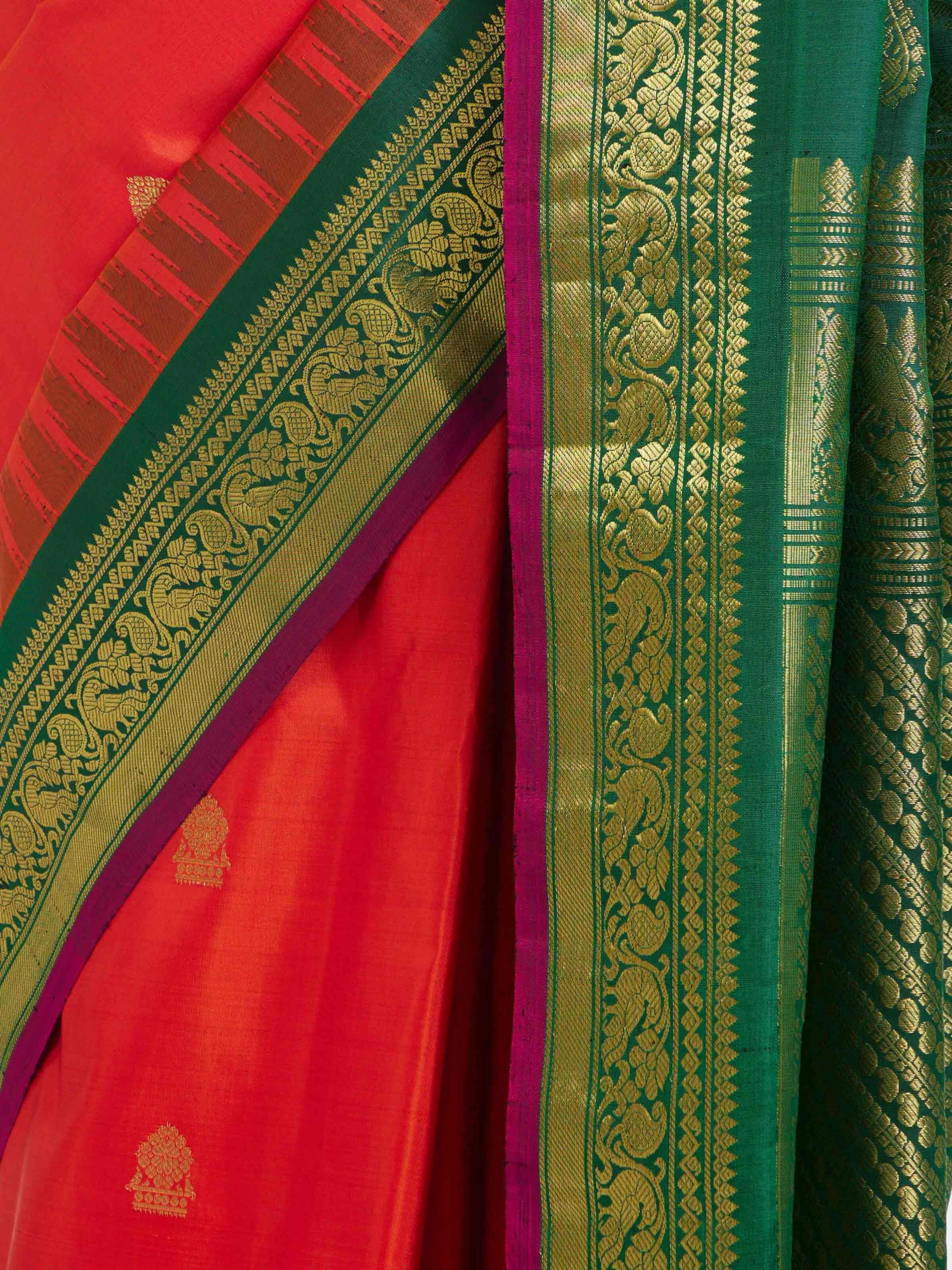 Red Gadwal Silk Zari Saree