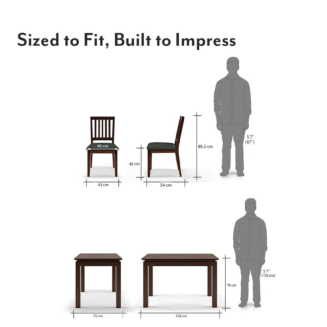 Diner 4 Seater Dining Table Set (With Upholstered Chairs)