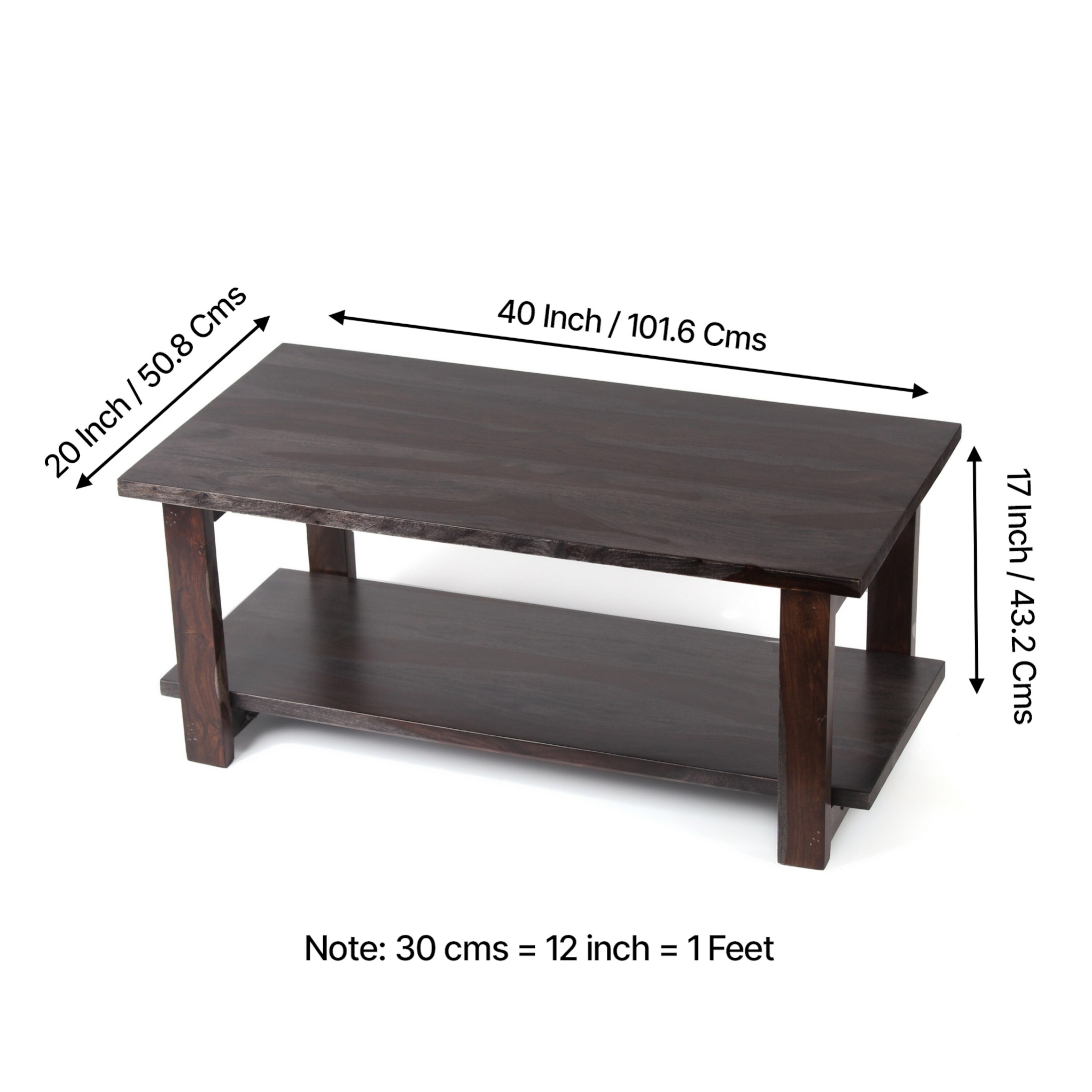 Aroda Sheesham Wood Coffee Table In Mahogany Finish