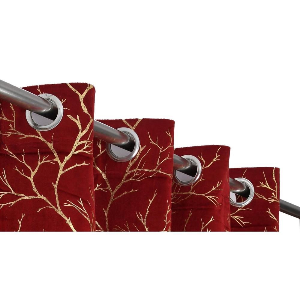 Golden Velvet Abstract Pack of 2 Pieces Blackout Window Curtain