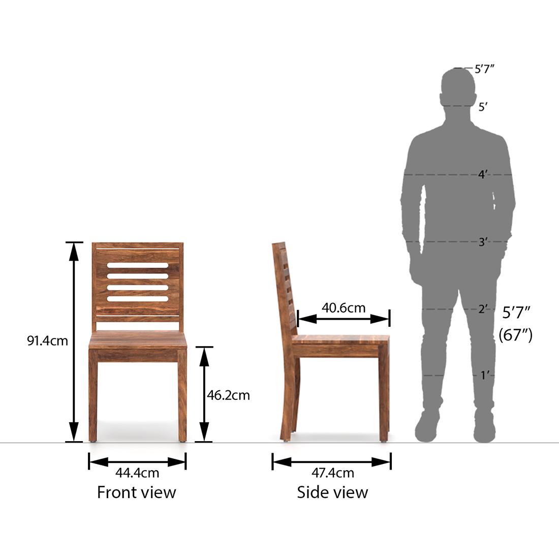 Julian 4 Seater Dining Table With Set Of 4 Capra Dining Chairs (Finish- Teak)