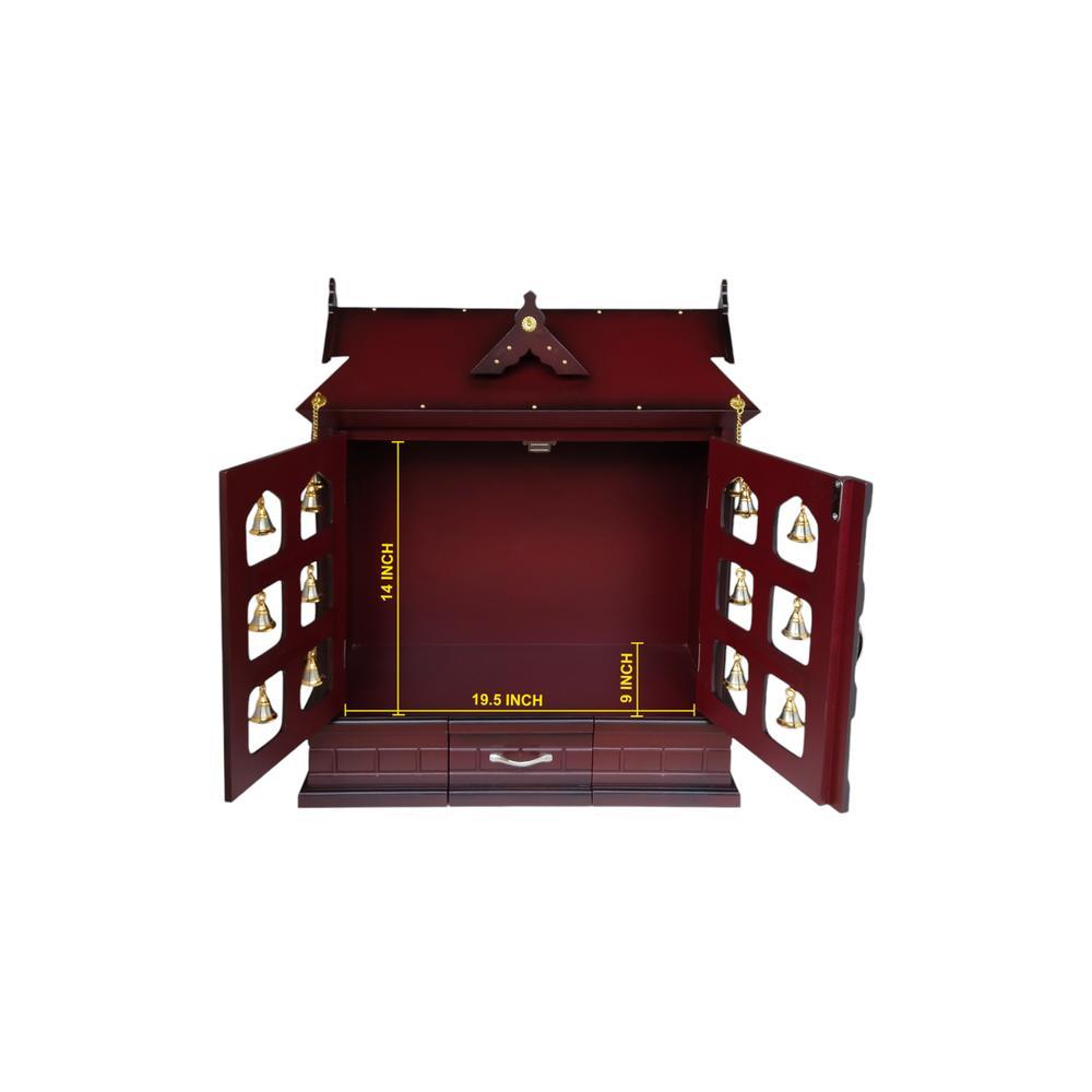 triveni engineered wood prayer unit in mahagony finish