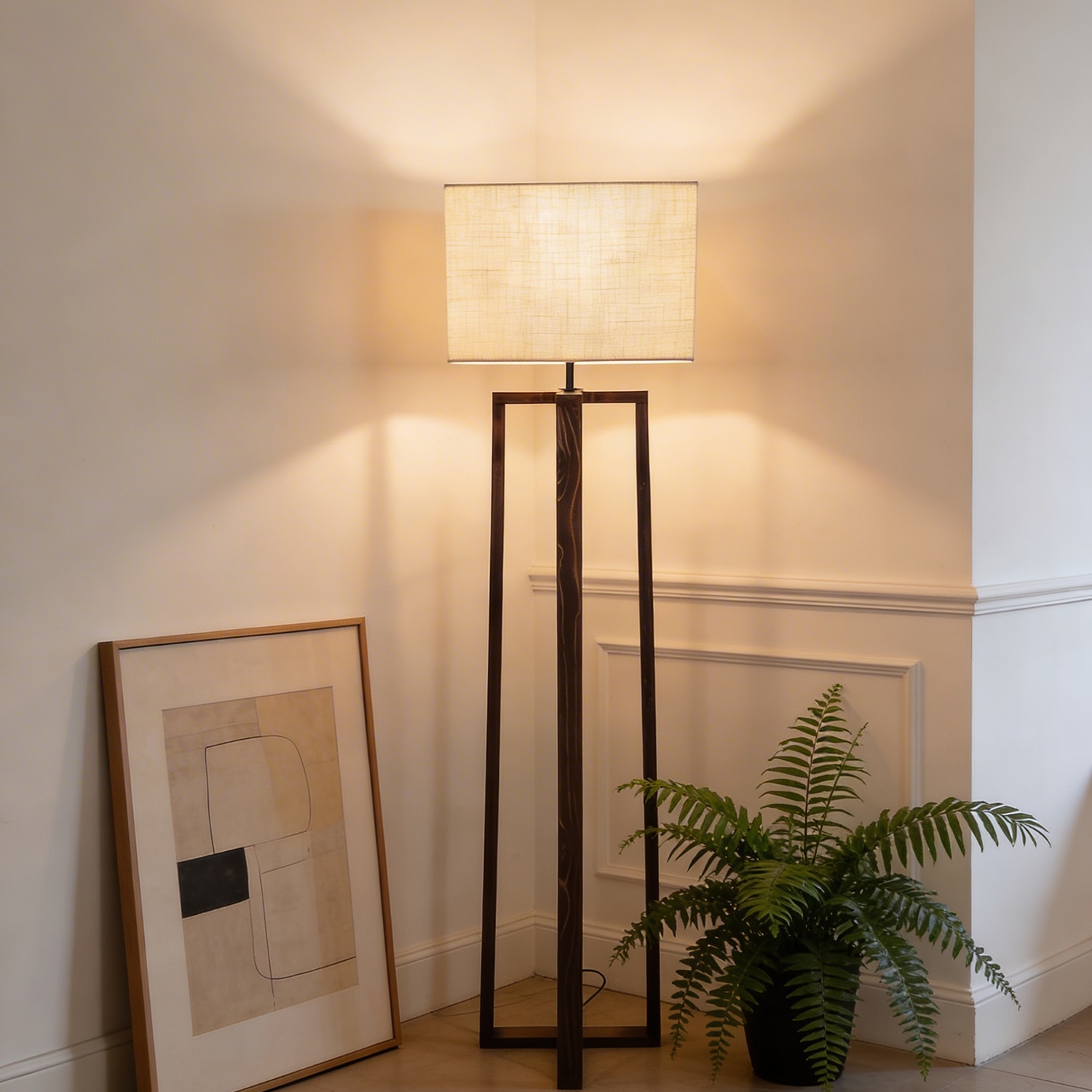 Blender Beige Jute Floor Lamp with Beige Jute Base