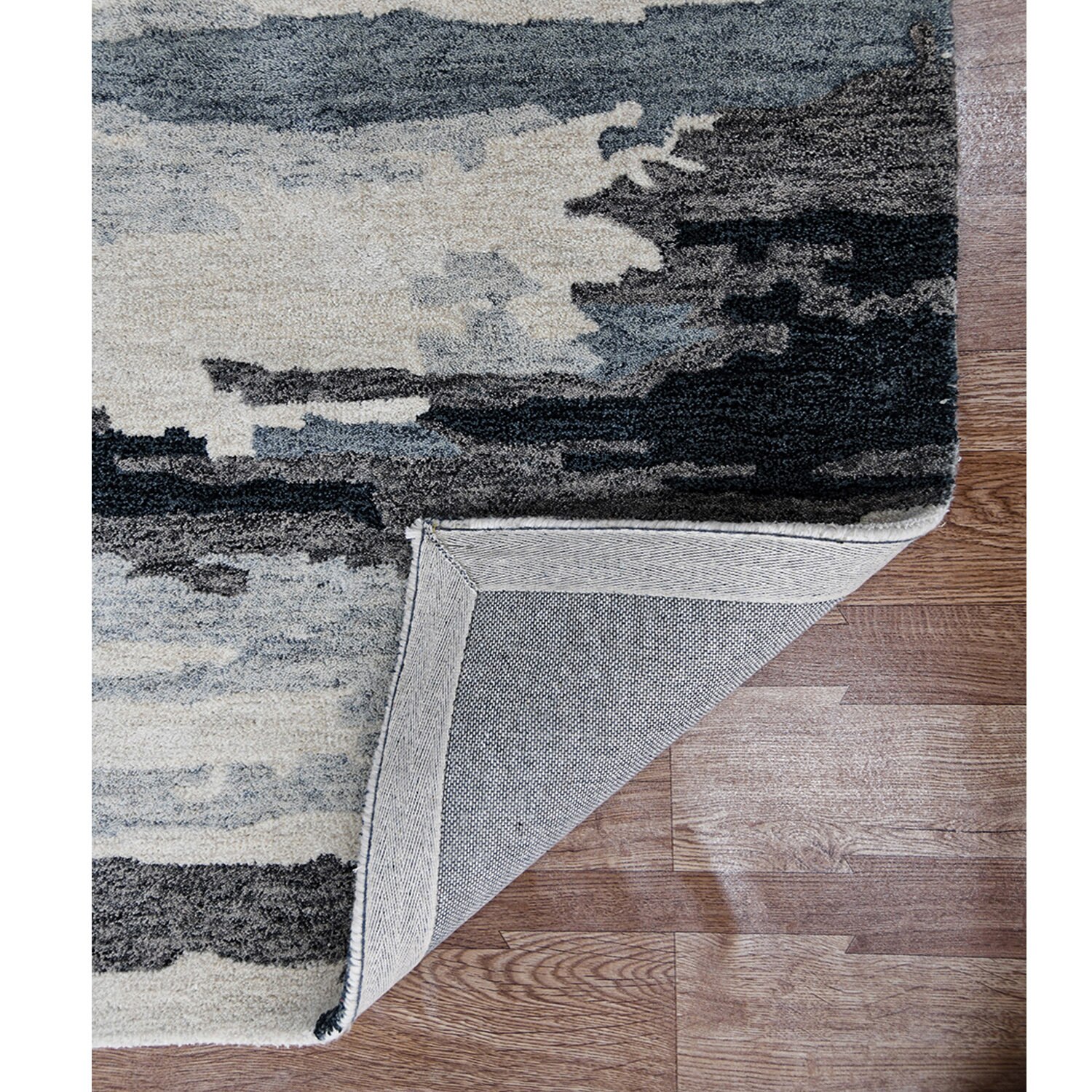 Holden Dark Gray Abstract Hand-Tufted Viscose 5X3 Feet Carpet