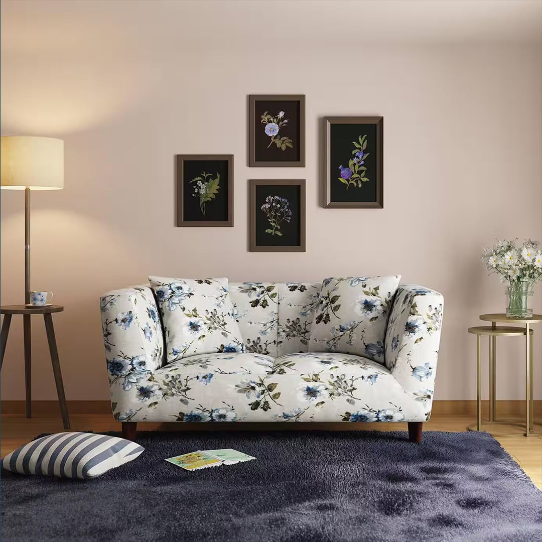 Janet 2 Seater Fabric Loveseat In Adrian Velvet Colour