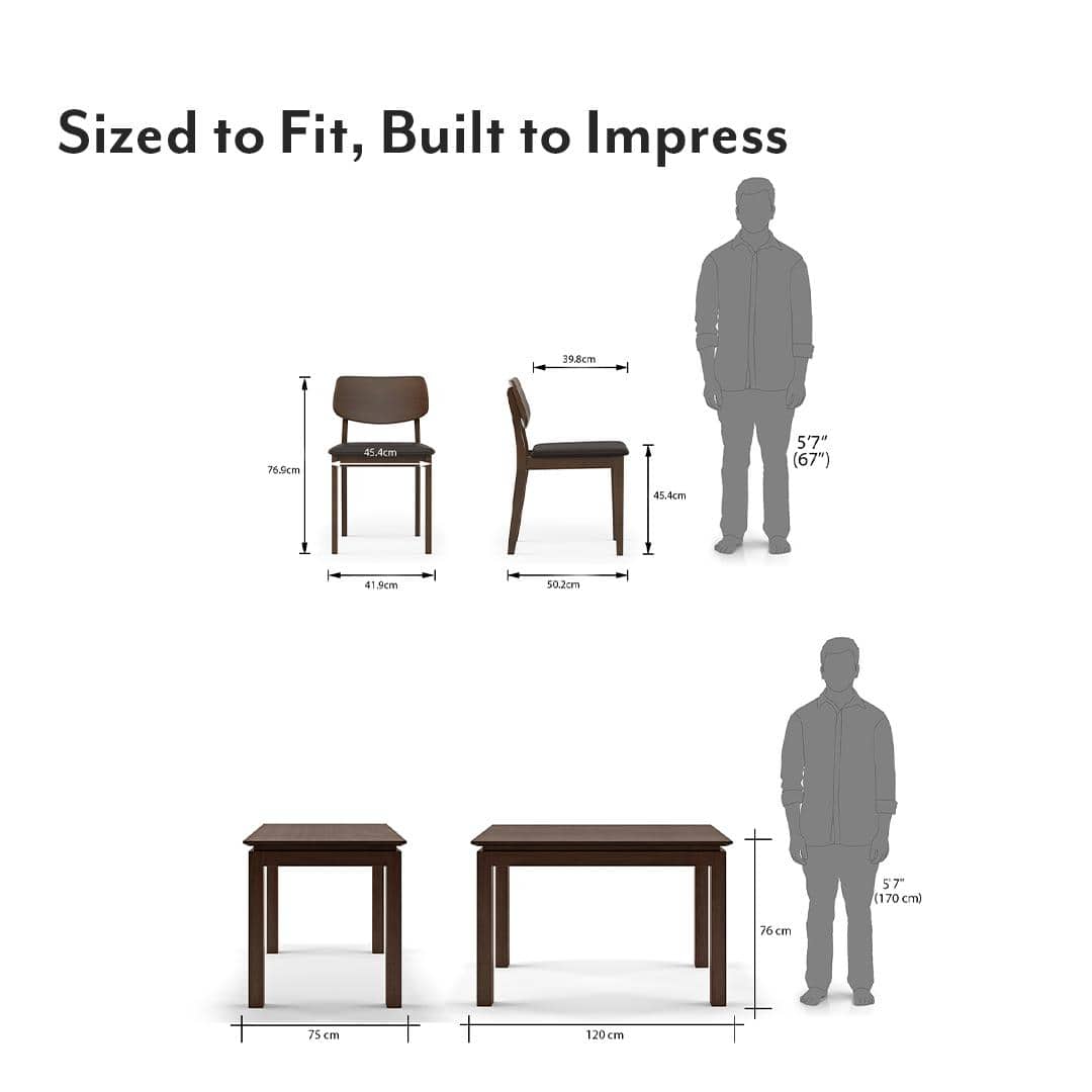 Diner - Lawson 4 Seater Dining Table Set (Colour- Dark Brown, Finish- Dark Walnut)