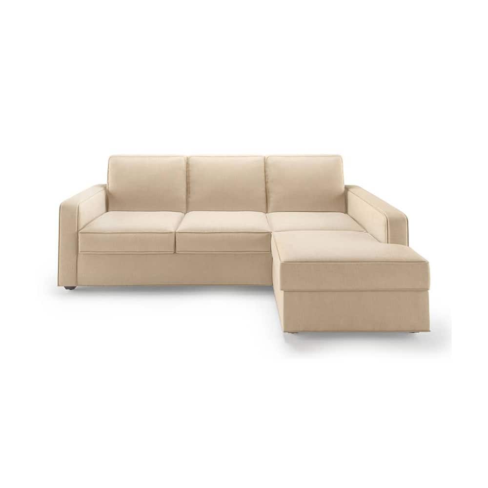 Apollo Sofa (Colour : Birch Beige, Cushion : Hard, Back Type : Regular, Seating Capacity : Right Aligned 2 Seater + Right Aligned Chaise + Ottoman) - Urban Ladder