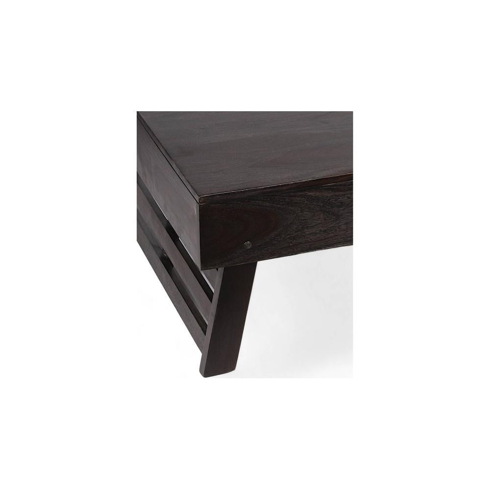 Bradford Sheesham Wood Coffee Table With Foldable Legs In Mahogany Finish