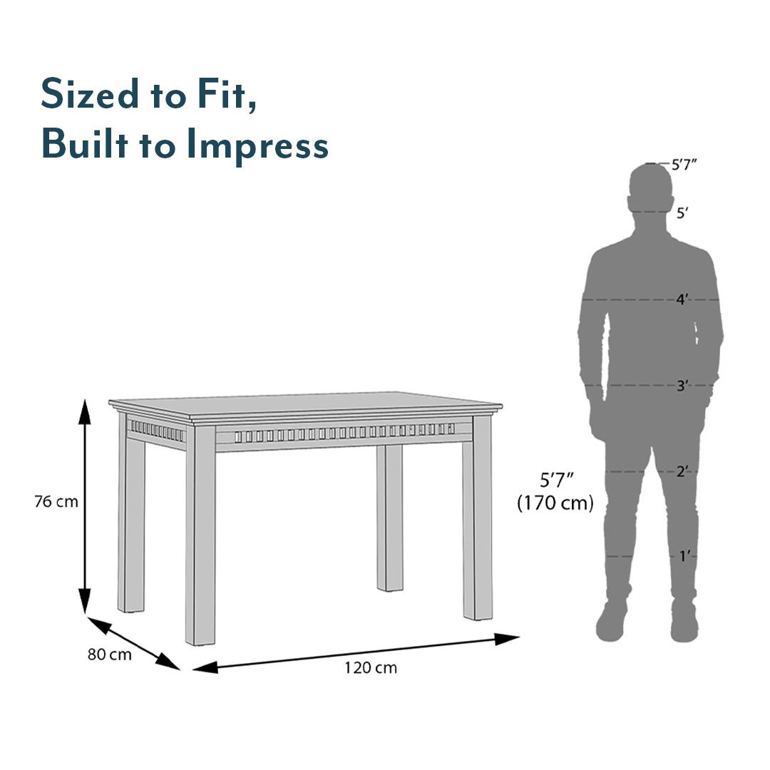 Fidora 4 Seater Dining Table In Teak Finish