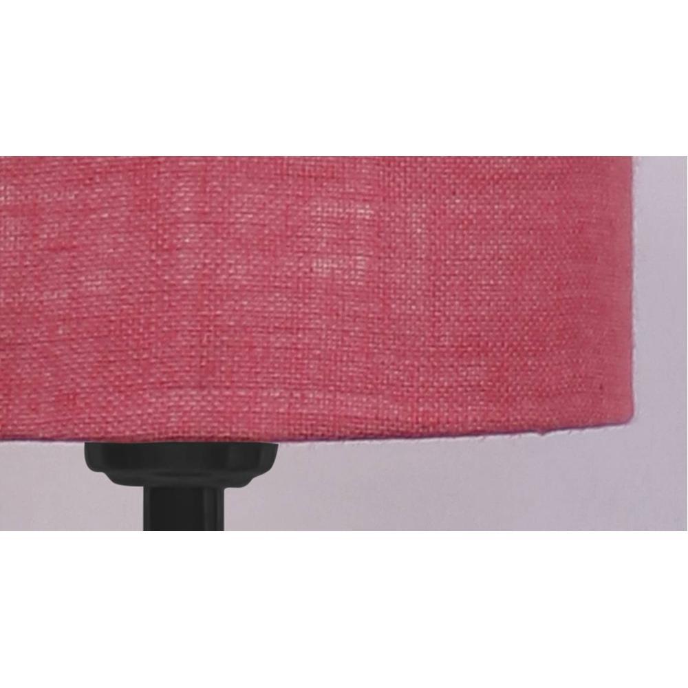 Jefferson Pink Fabric Shade Floor Lamp with Black Iron Base