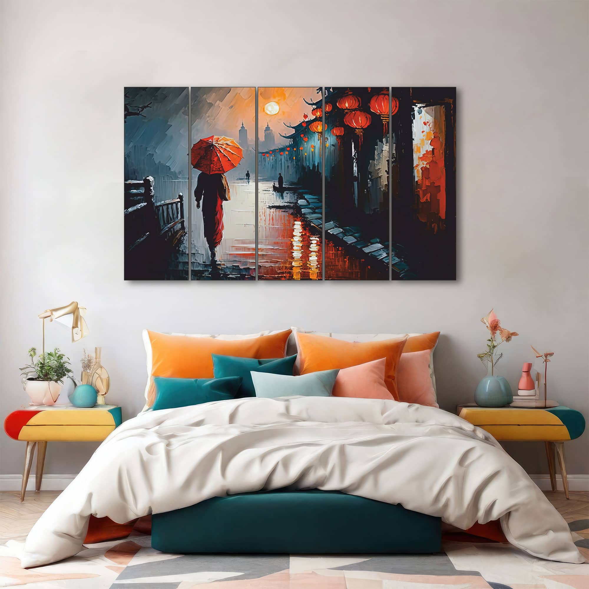 The Castle Decor Abstract Art Wall Painting Wooden Framed Digital Painting 27x48 Inch (Style 1) - The Castle Decor