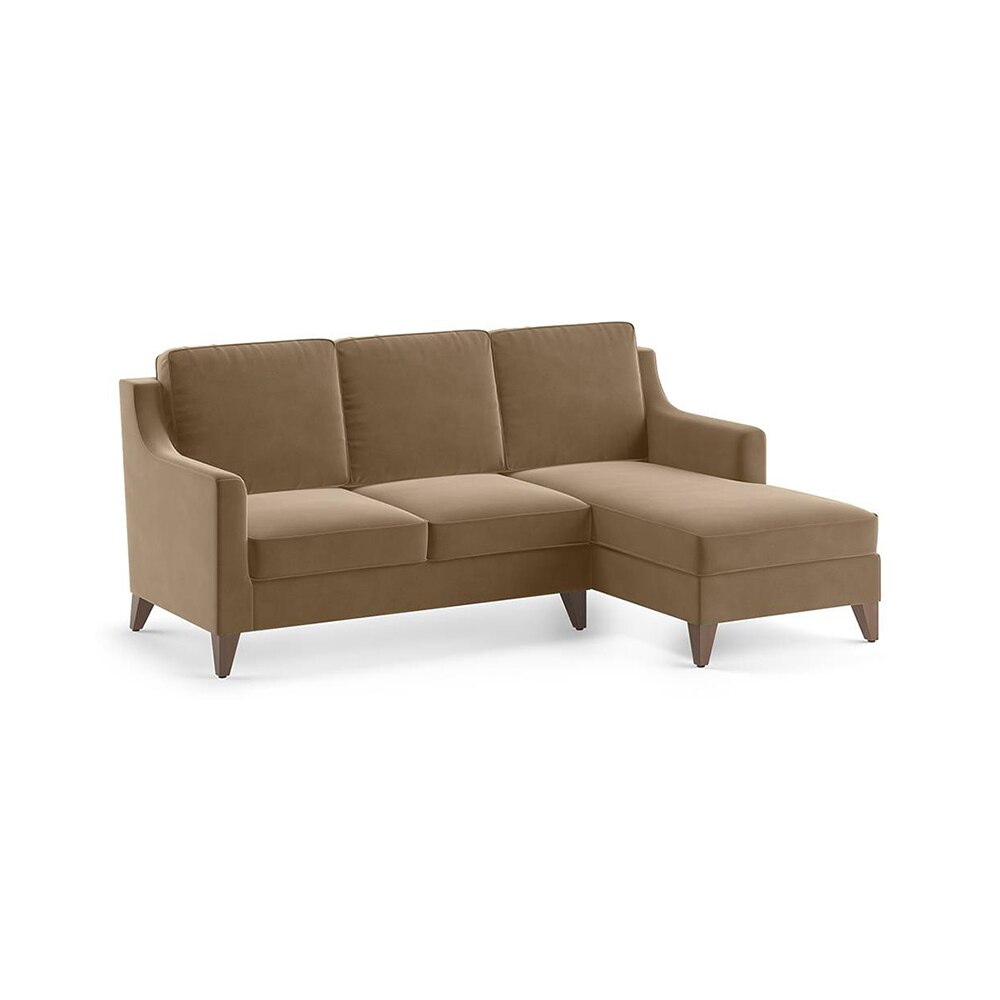 Abbey Sectional Sofa (Colour : Fawn Velvet, Cushion : Soft, Seater : Right Aligned 2 Seater + Right Aligned Chaise)