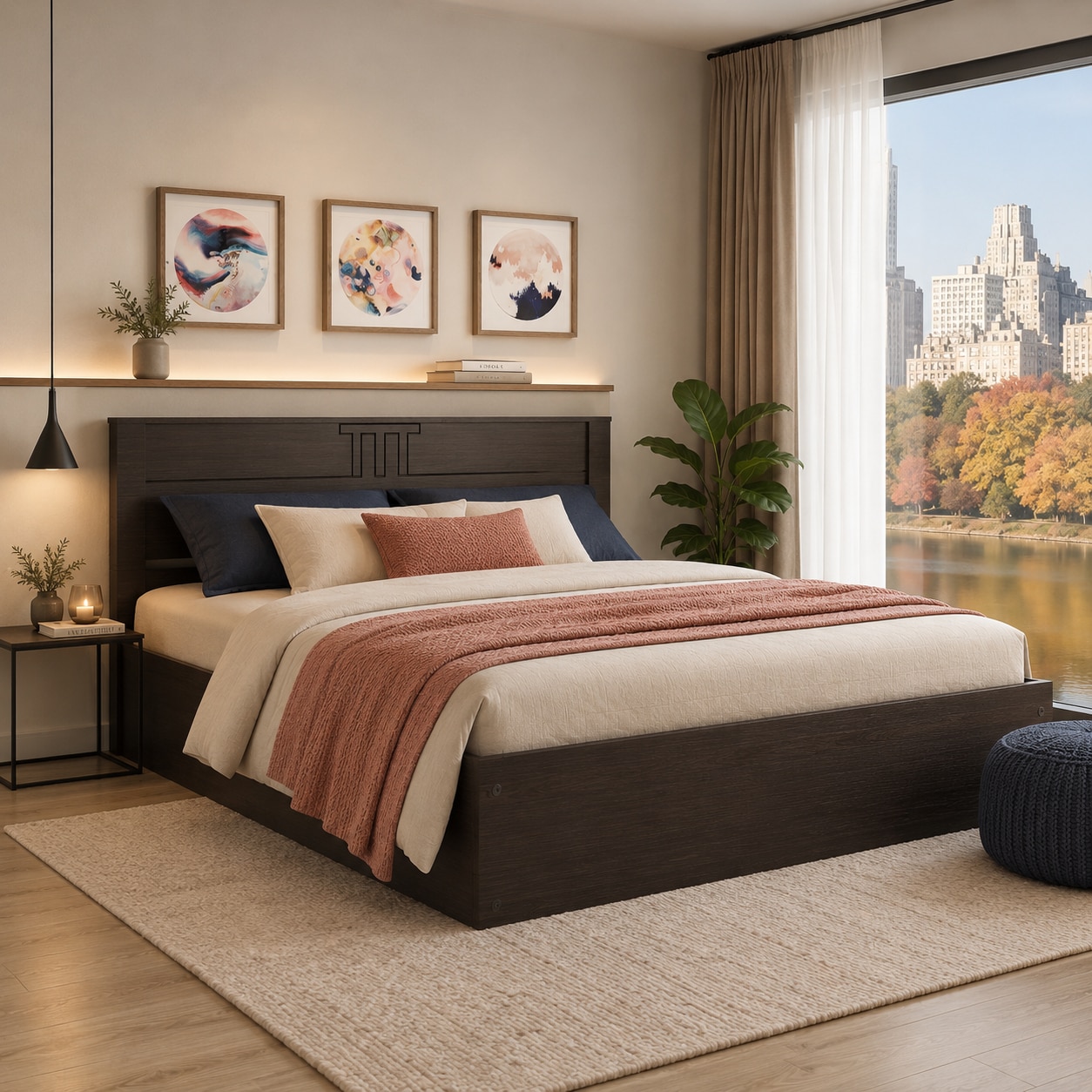 Styx Engineered Wood King Size Bed With Drawer Storage (Melamine Finish)