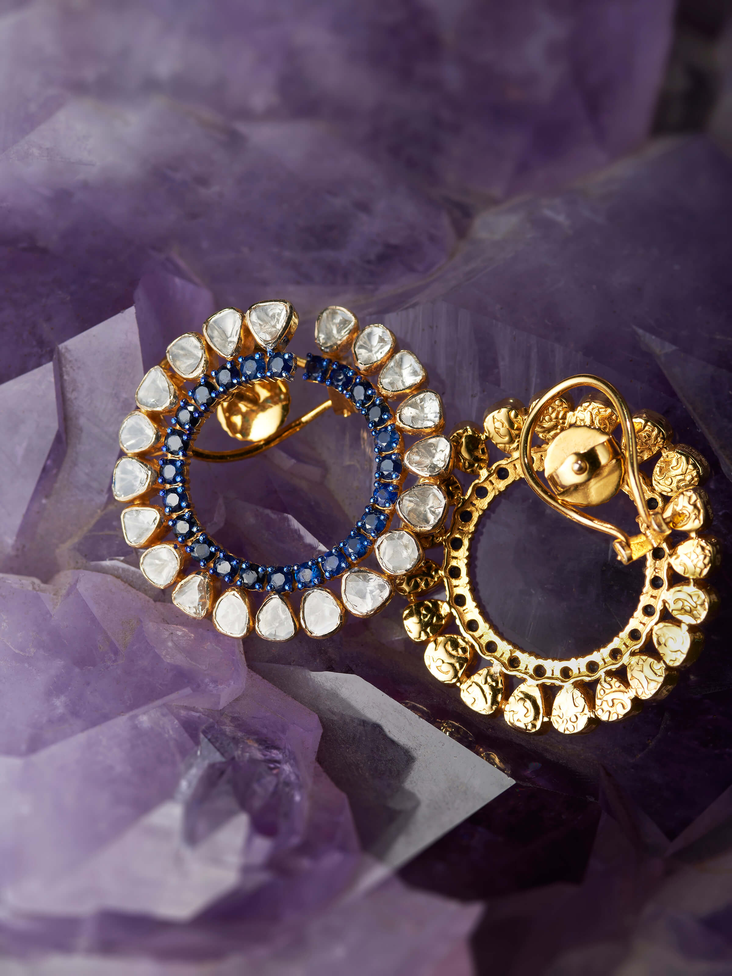 Dank Polki 14 Karat Gold Stud Earrings