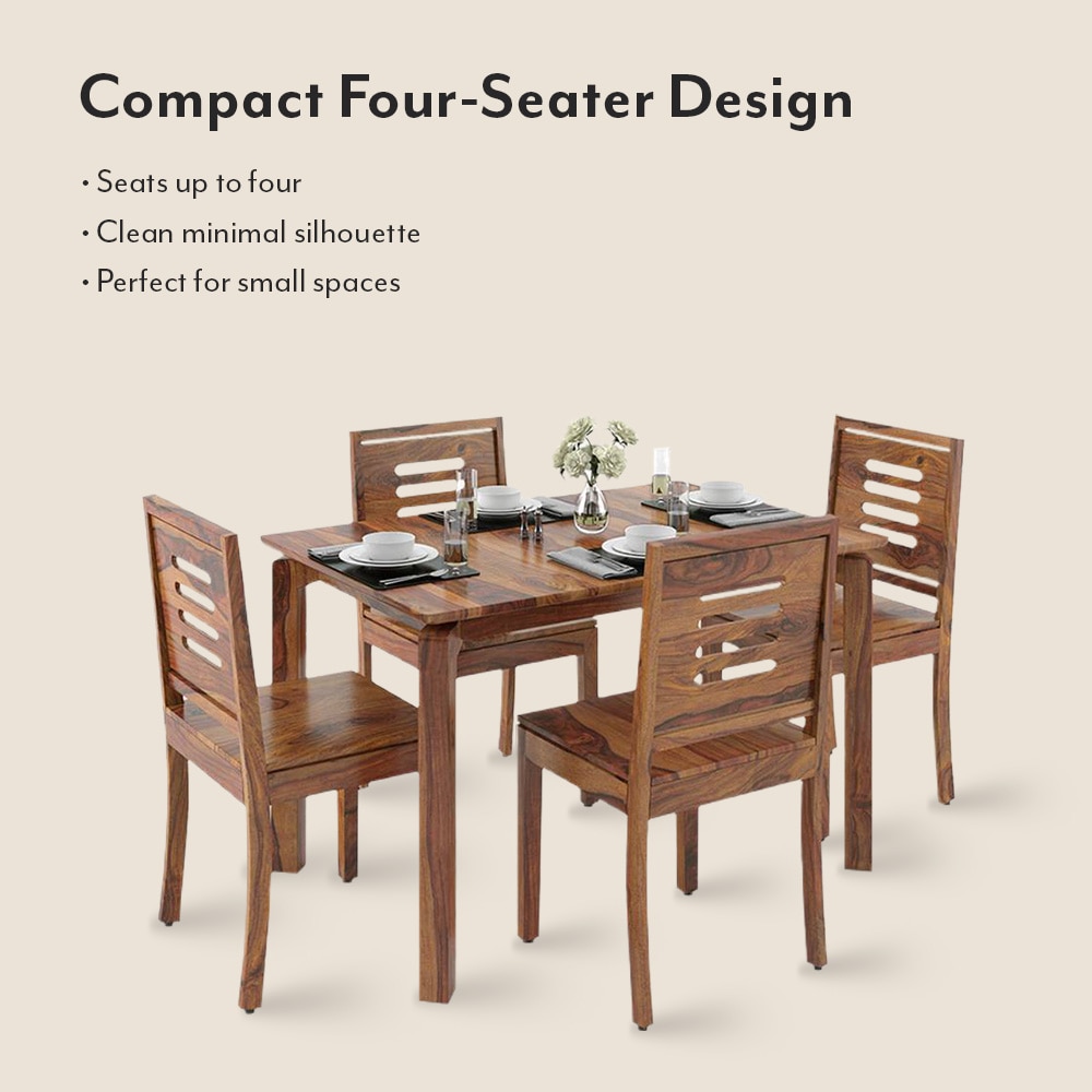 Catria - Capra 4 Seater Dining Table Set (Finish- Teak)
