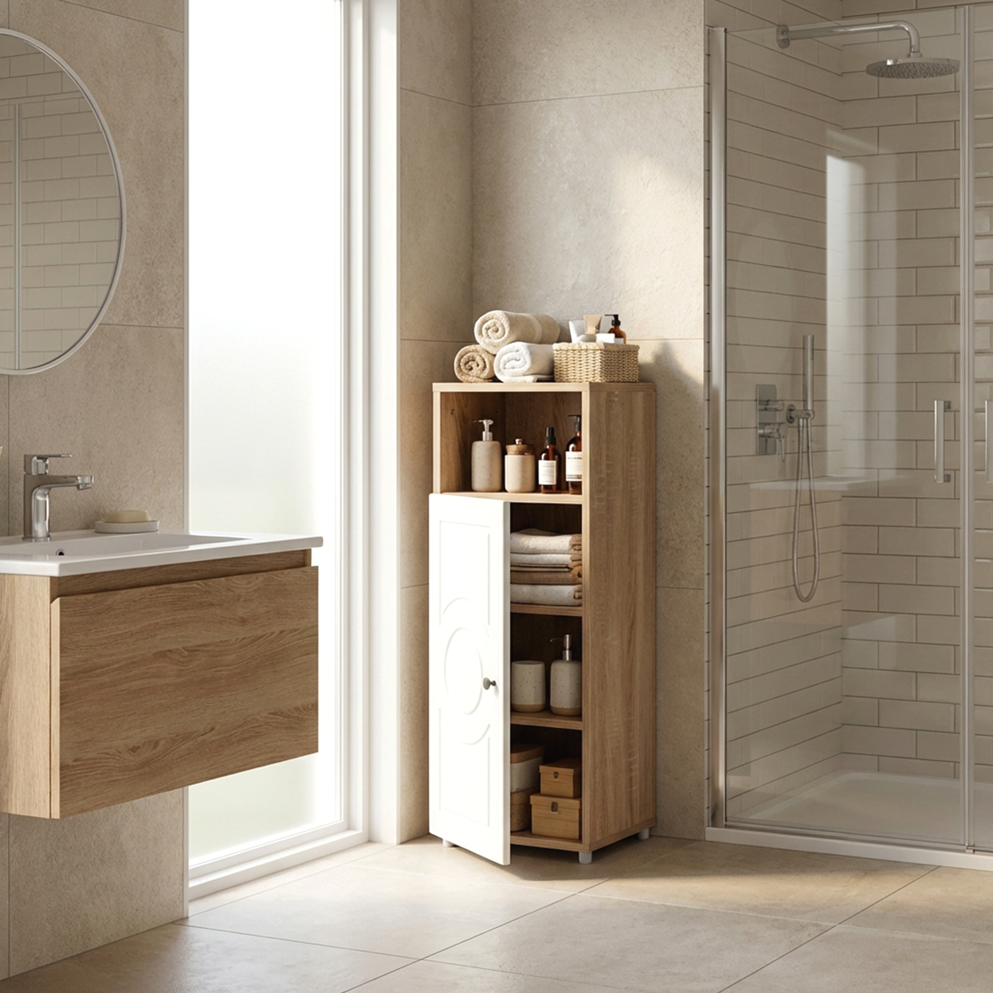 Lofty Medium Wardrobe with Circular Pattern Design for Contemporary Bedroom Spaces
