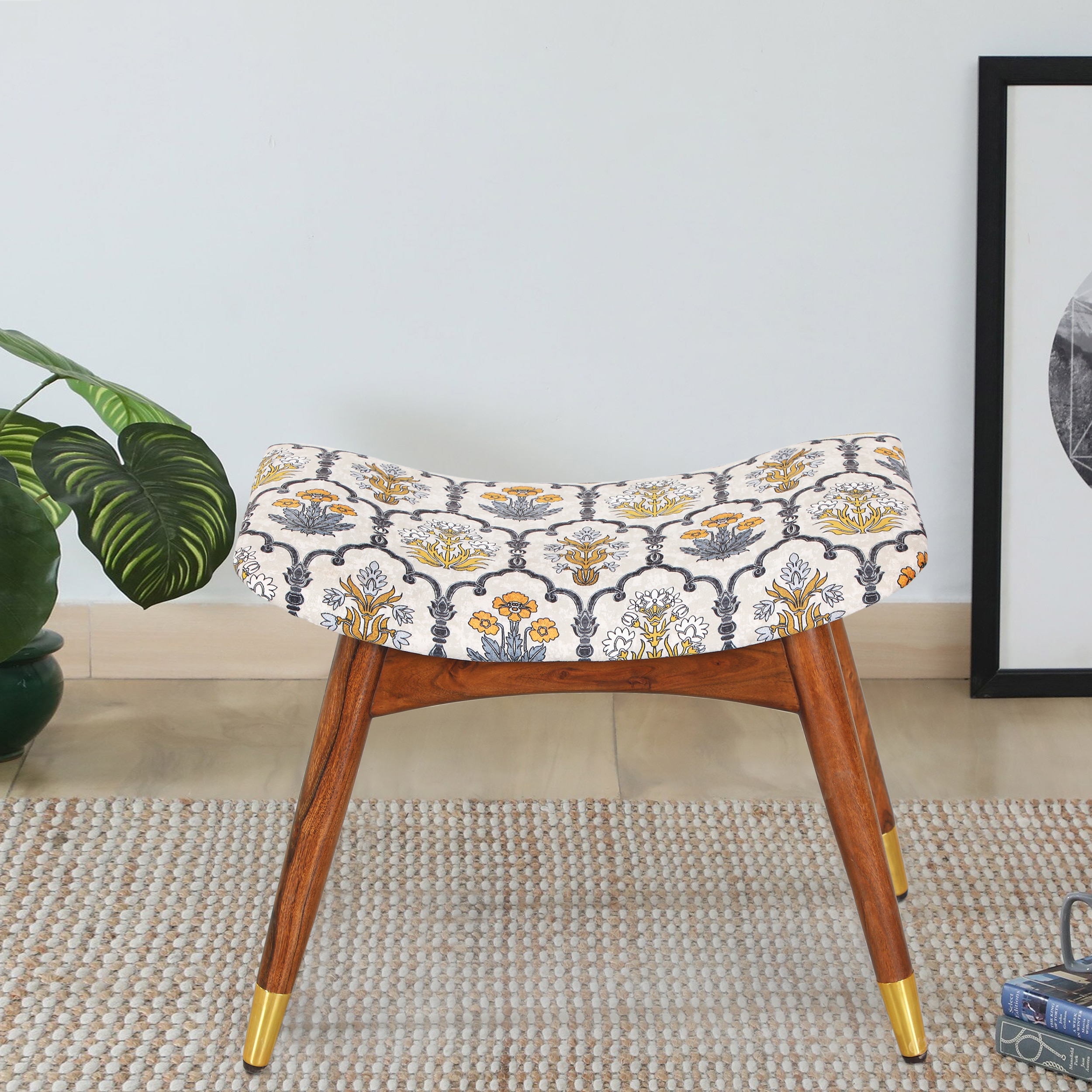 Zuno Akabar Print Seating Stool - Globally Indian