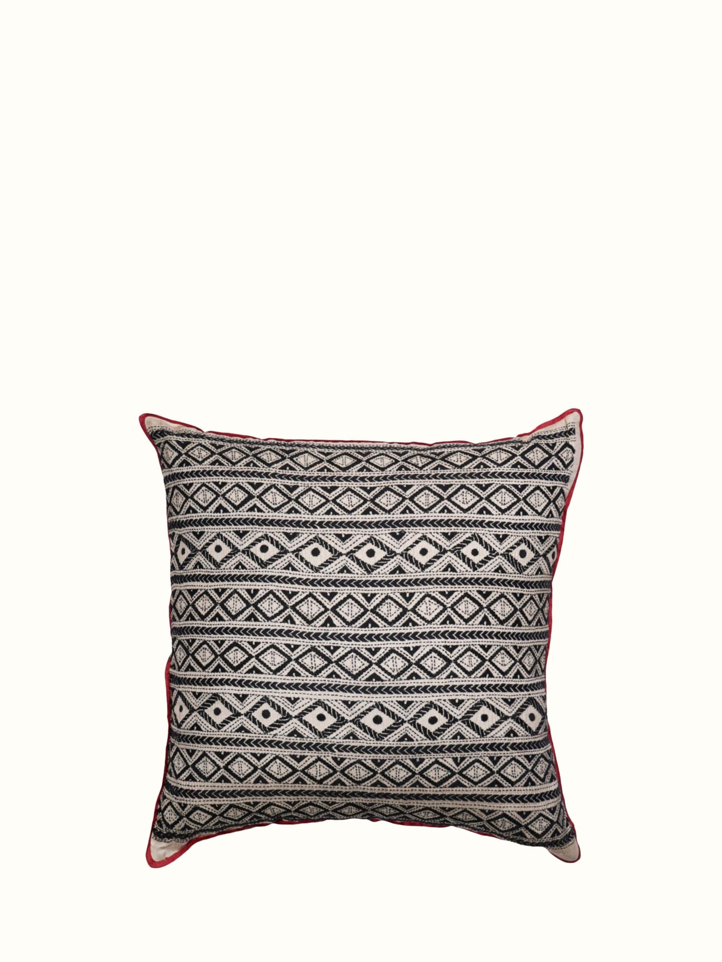 Riten Black Hand Embroidery Kantha Cushion Cover