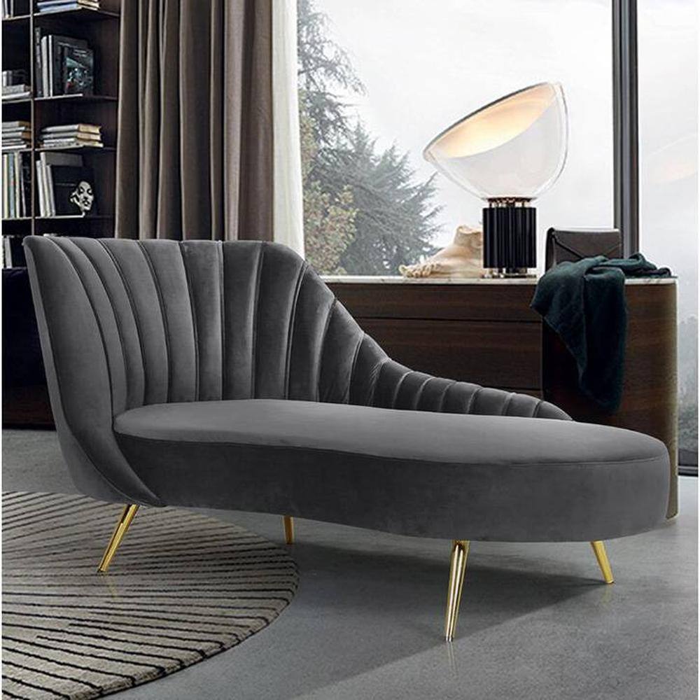 Tiberius Velvet Chaise Lounger in Navy Blue Colour - Home Lifestylez