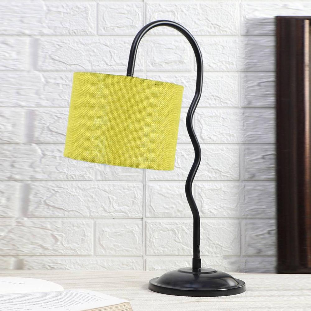 Yellow Jute Zig Zag Curvy table lamp with Iron Base (SP43)