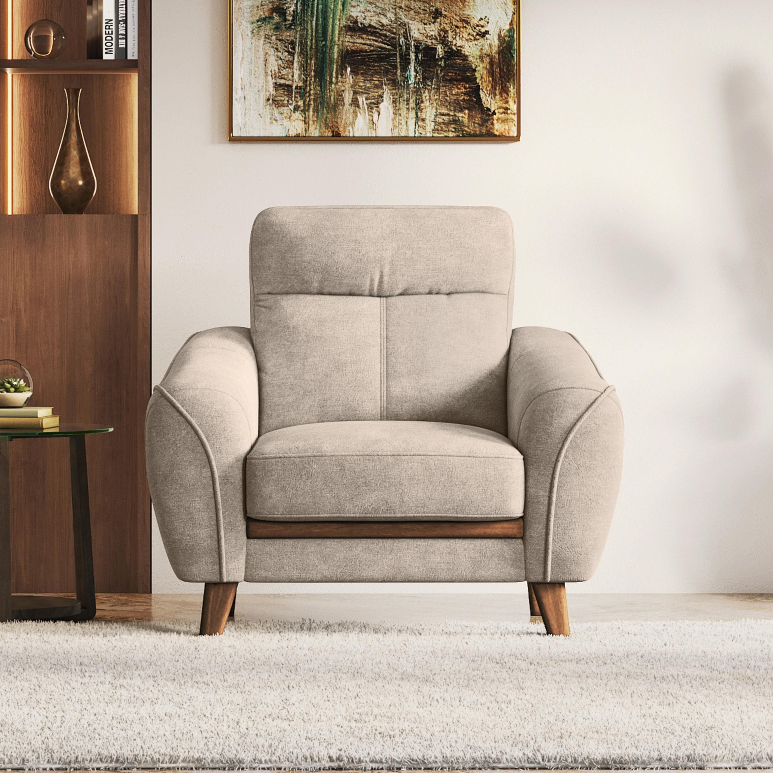 Ronan 1 Seater Fabric Sofa In Beige Colour