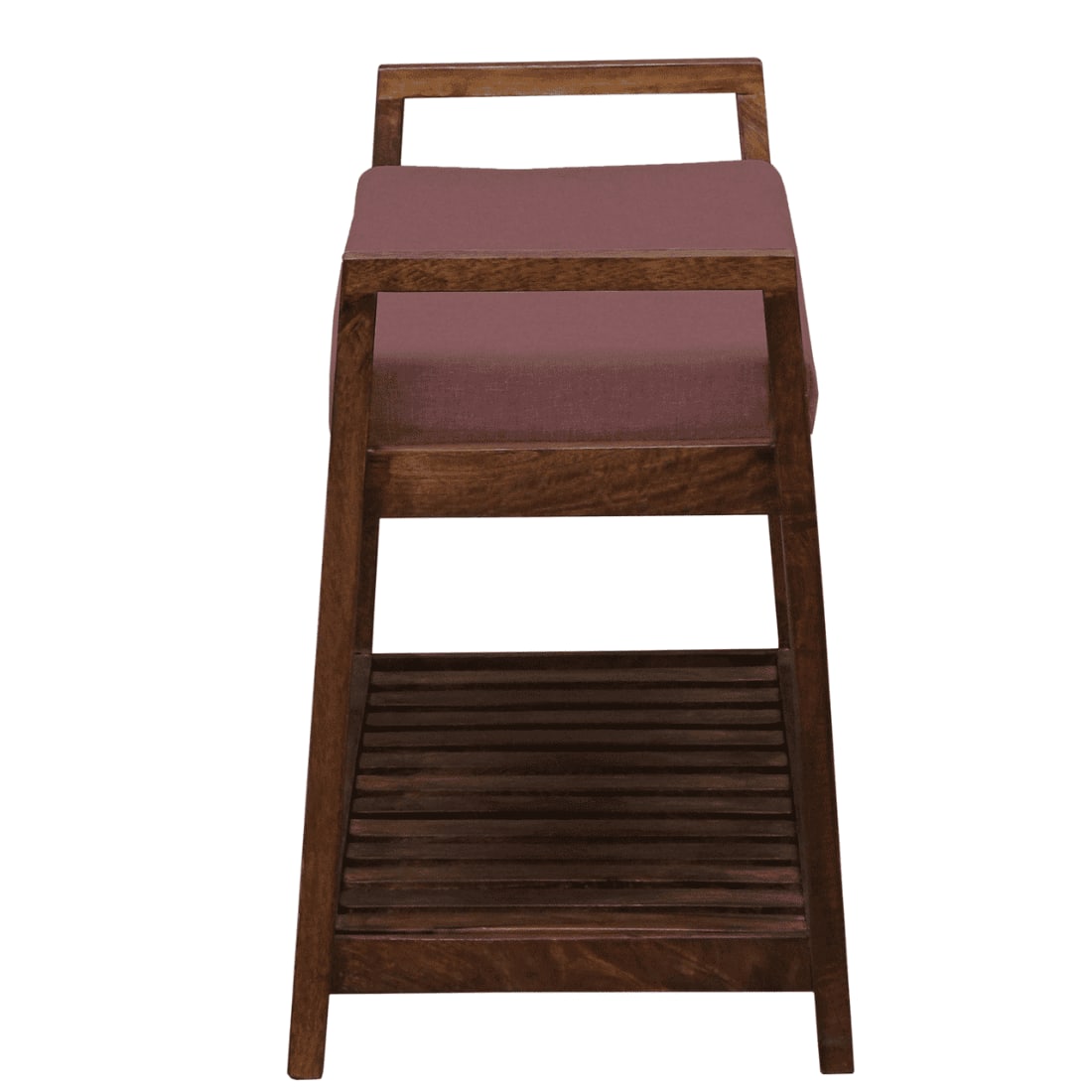 Roros Solid Wood Shoe Rack with Seating in Walnut Brown finish