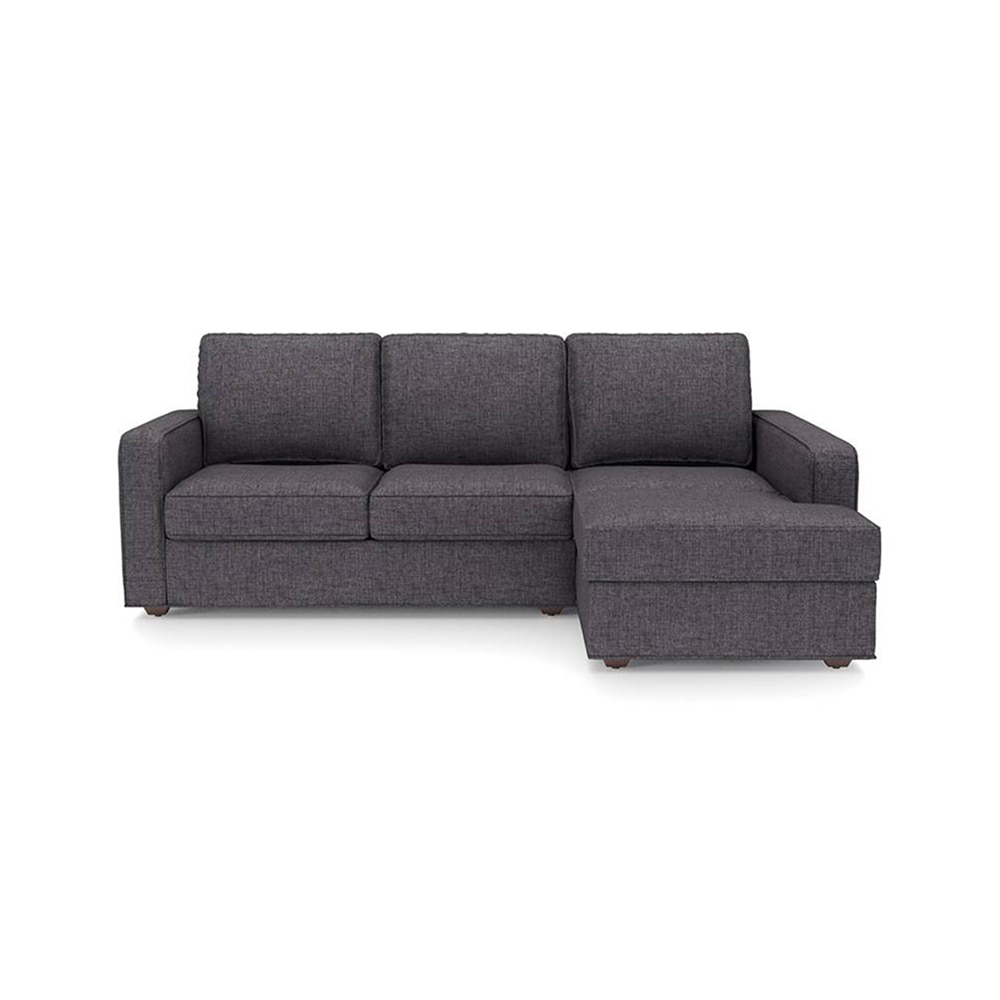 Apollo Compact Sofa (Colour : Steel, Cushion : Hard, Back Type : Regular, Seating Capacity : Right Aligned 2 Seater + Right Aligned Chaise + Ottoman) - Urban Ladder