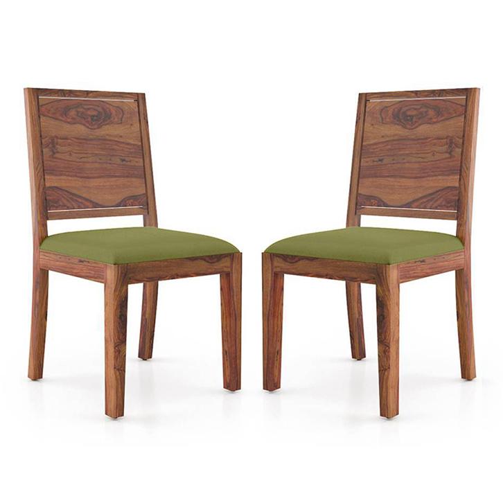 Oribi Solid Wood Dining Chair Set Of 2 In Teak Finish