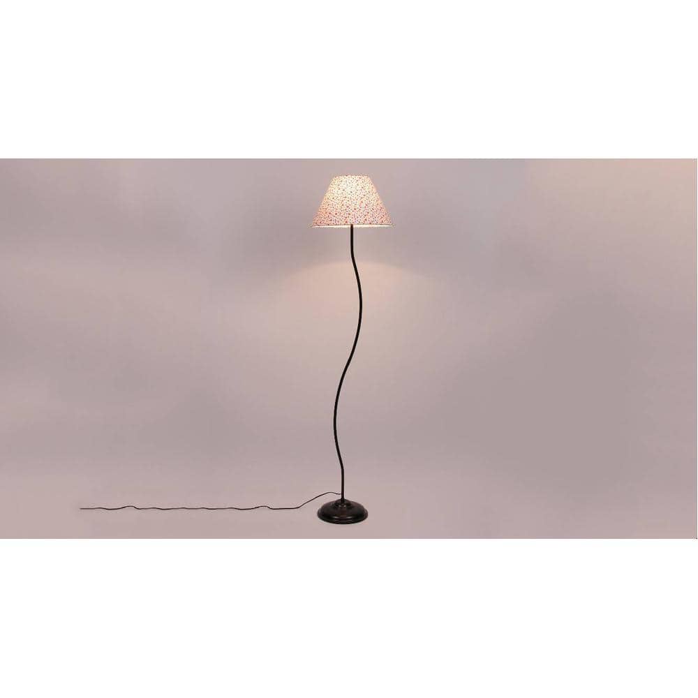 Calvin Multicolour Fabric Floor Lamp with Black Iron Base