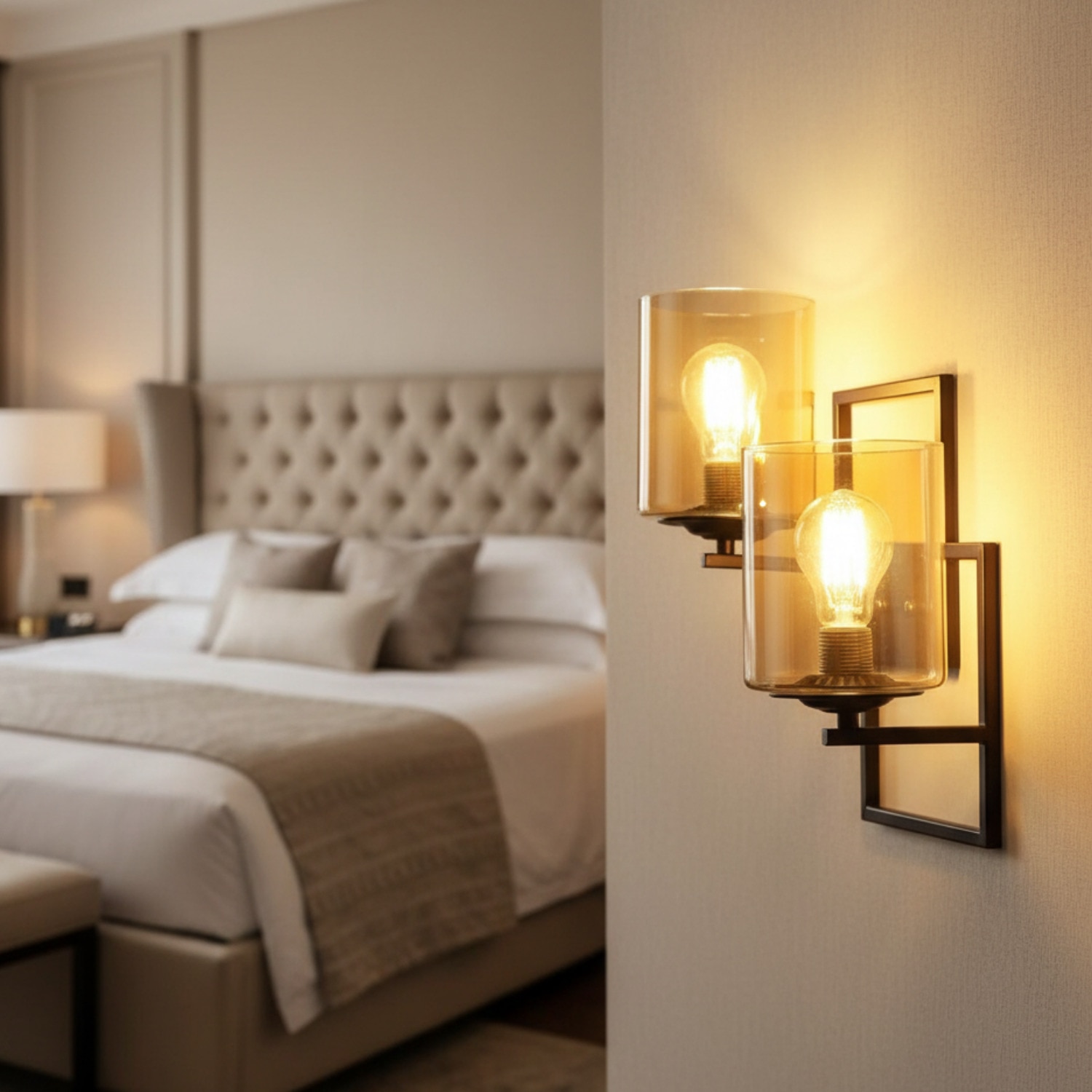 Eliante Modern Wall Lights Mild Steel & Glass Material Brown & Champaign Finish - Eliante