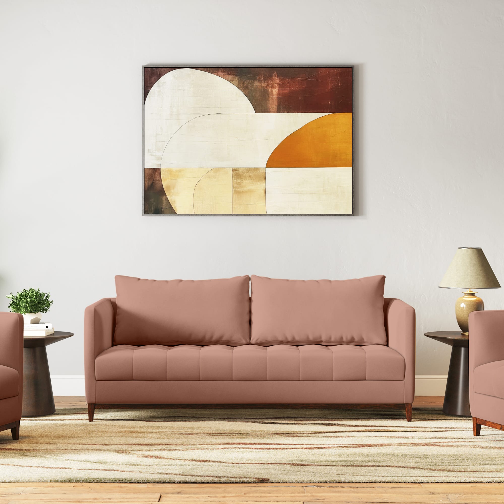 Florence Premium 3 Seater Fabric Sofa in Mocha Mouse Velvet Colour - Urban Ladder