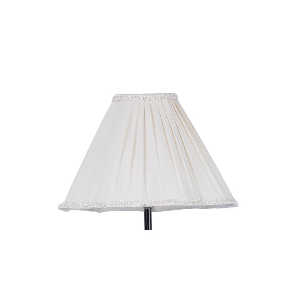 Jade Off White Fabric Floor Lamp with Black Iron Base