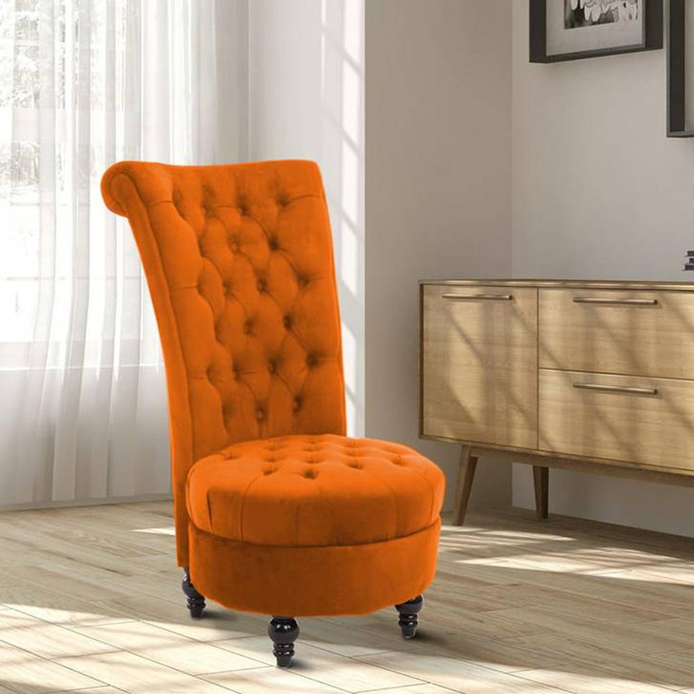 Piece High Back Accent Chair in Orange Colour