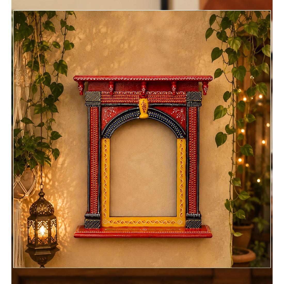 Desert Art MDF Handpainted Rajasthani Jharokha Wall Frame 15 x 17 Inch in Multicolour-picture-24