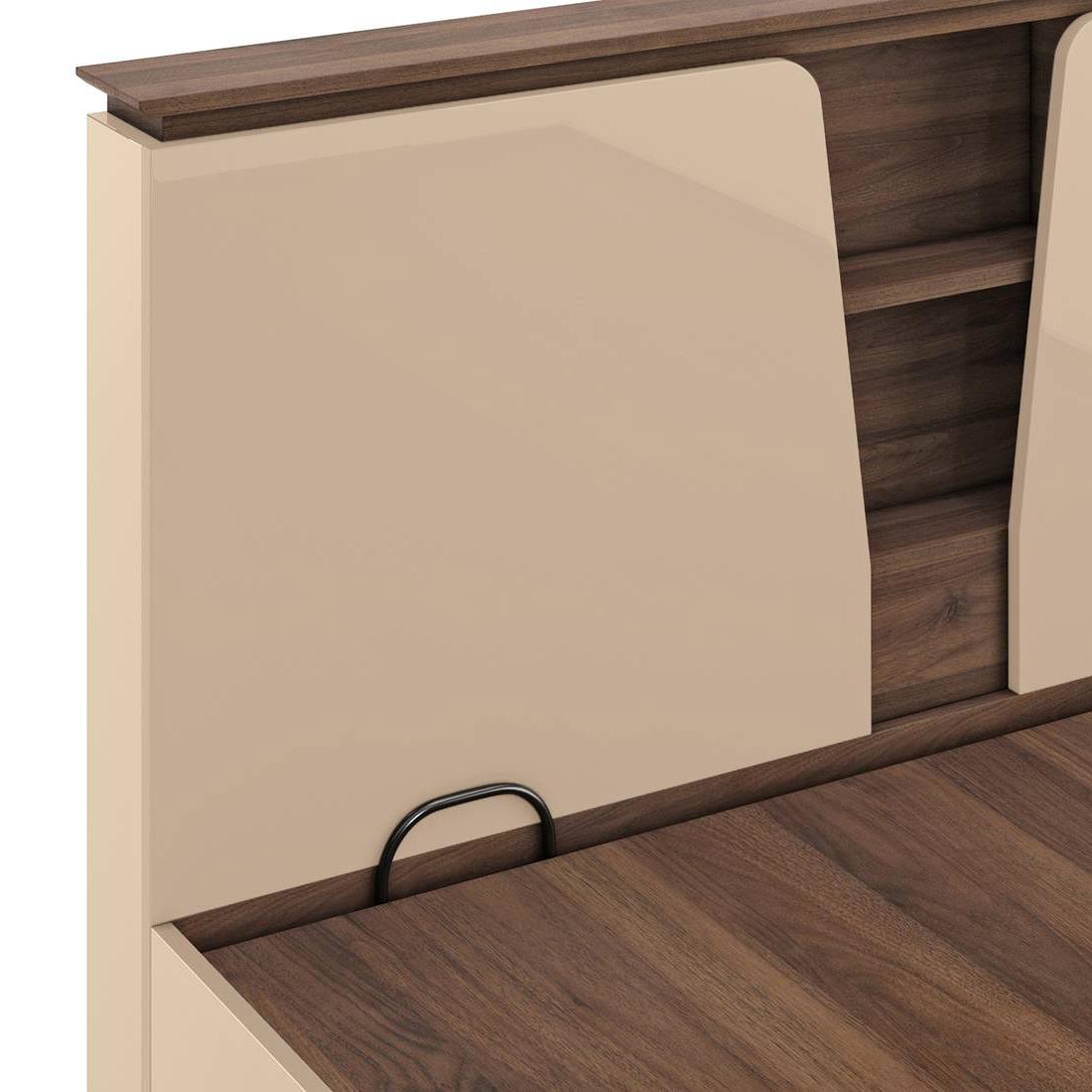Sydney Queen Size Hydraulic Bed In Beige High Gloss Finish