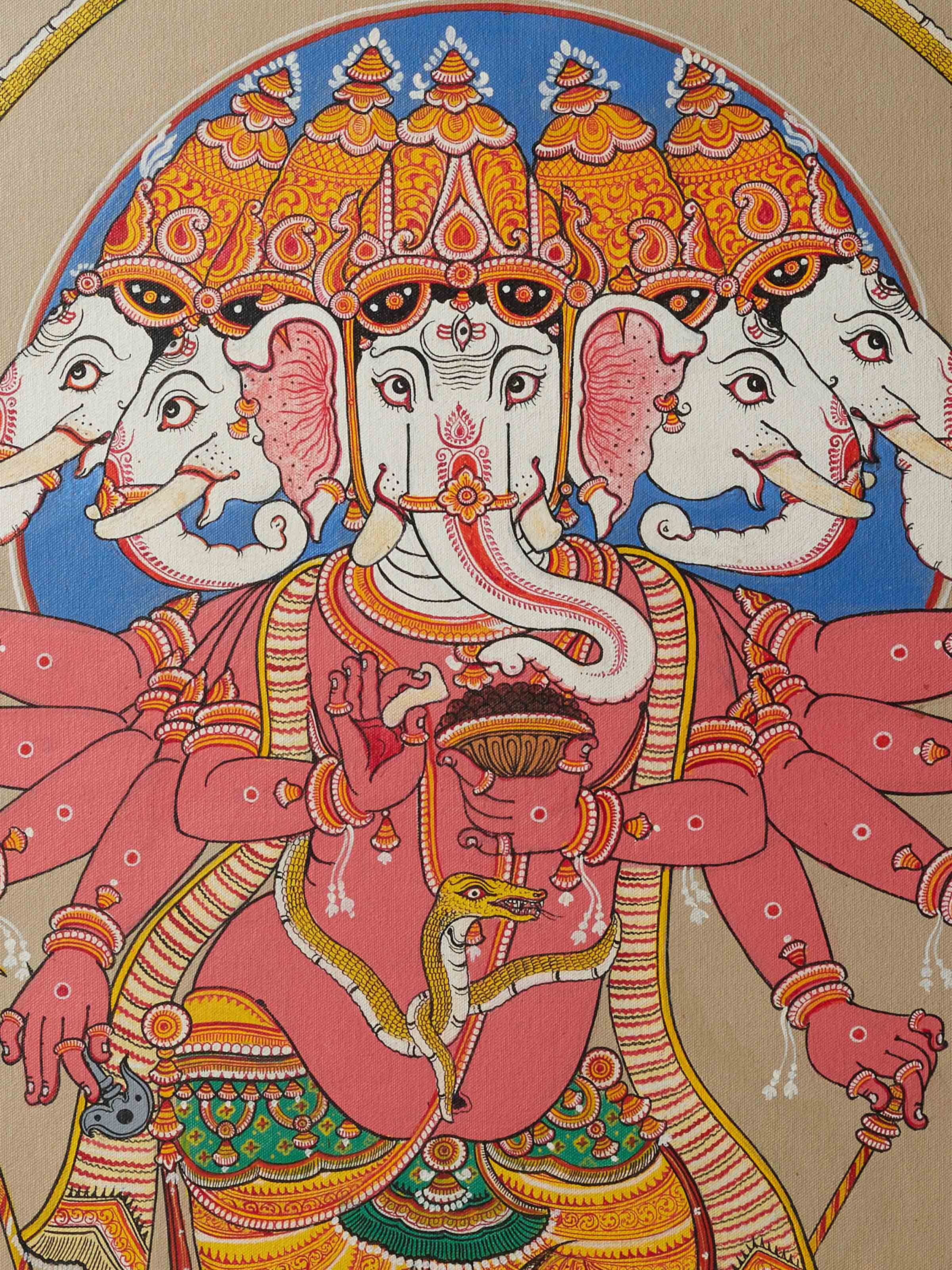 Ganesha Pattachitra Silk Painting