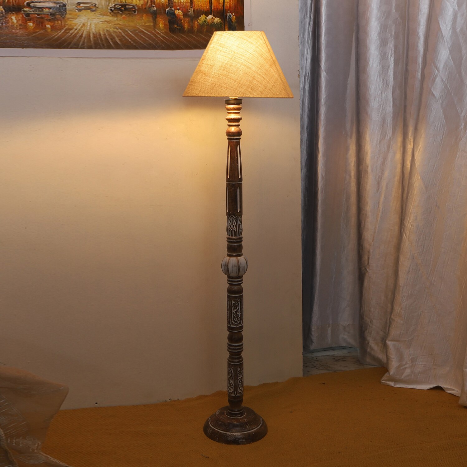 Devansh Wooden Floor Lamp