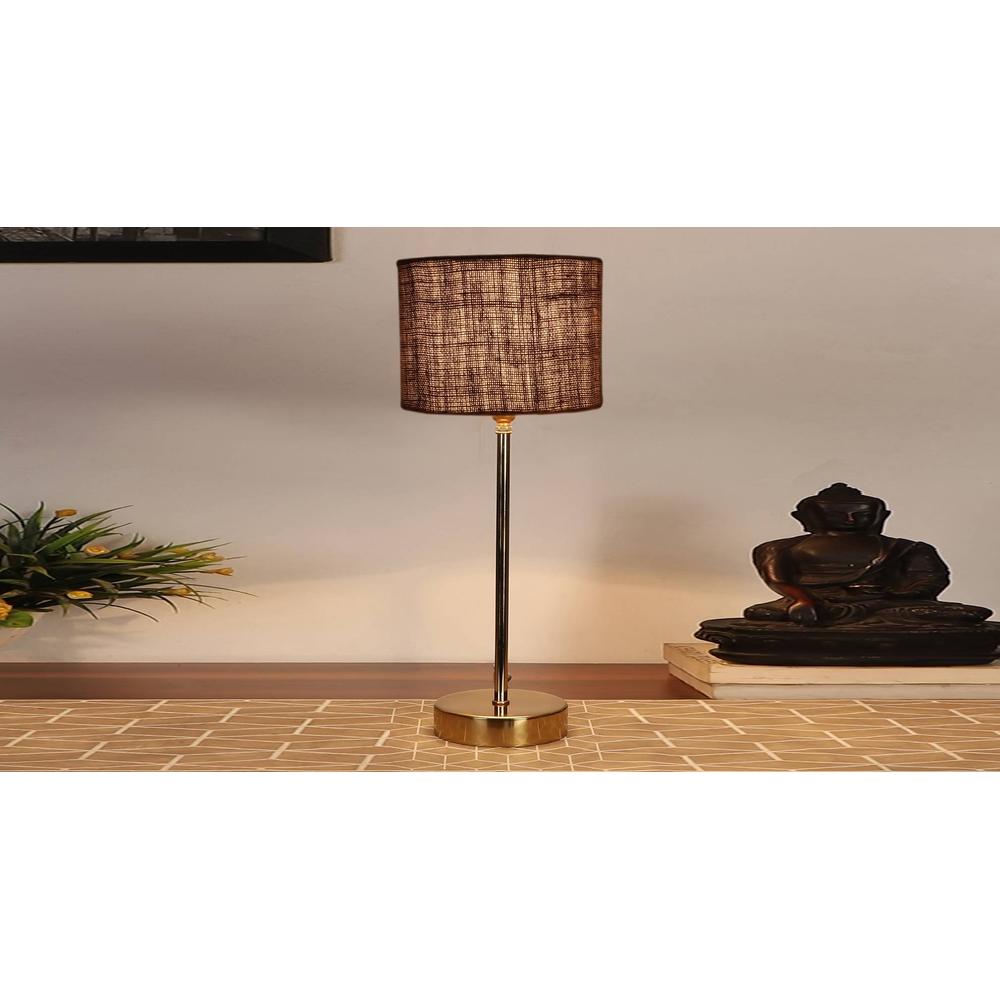 Grey Jute with Metal Gold Table Lamp